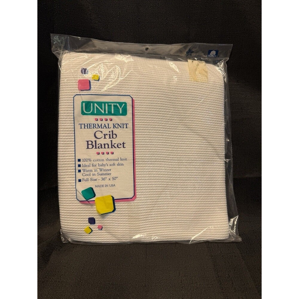 Unity knitting Thermal Knit Crib blanket Waffle Weave 100% Cotton NOS